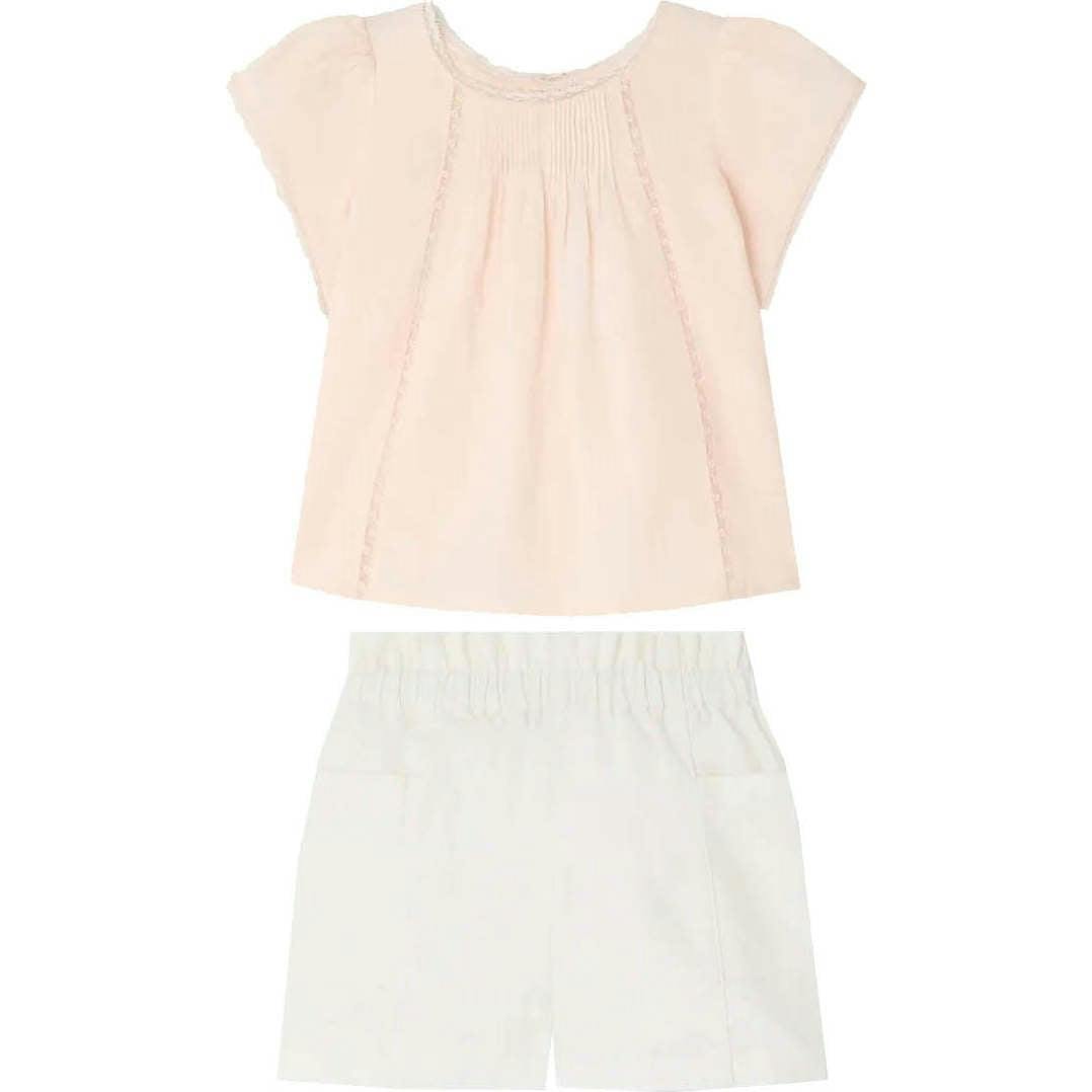 BONPOINT Lacacia Vintage Lace Baby Set - Rose/White
