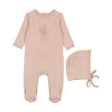 Nature's Florals Footie & Hat Set Ivory & Rose