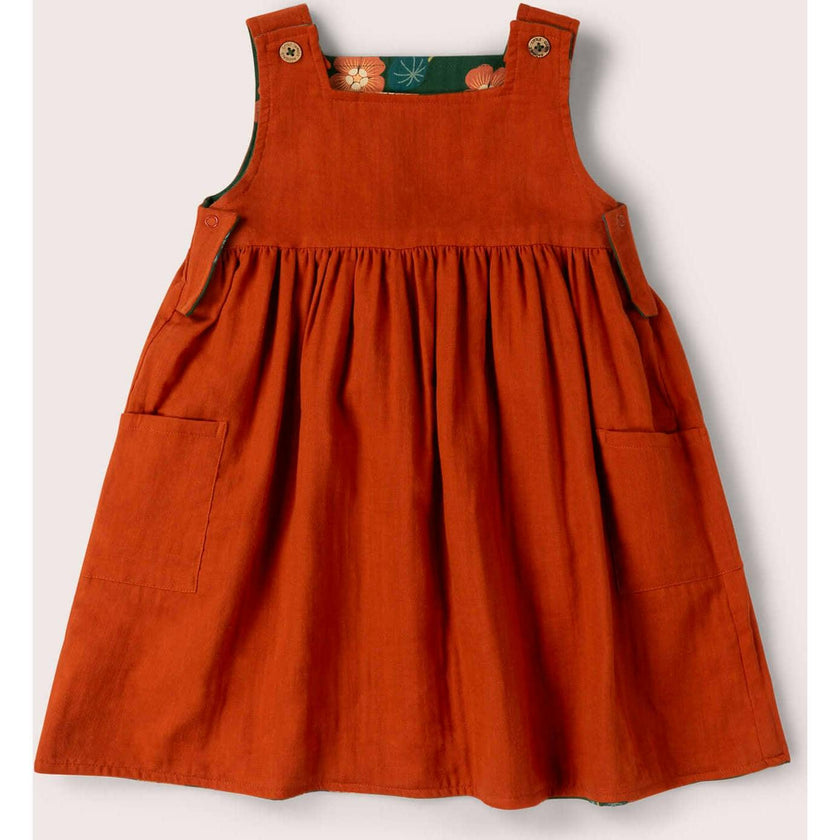 Orange Blooms Reversible Pinny Dress, Green