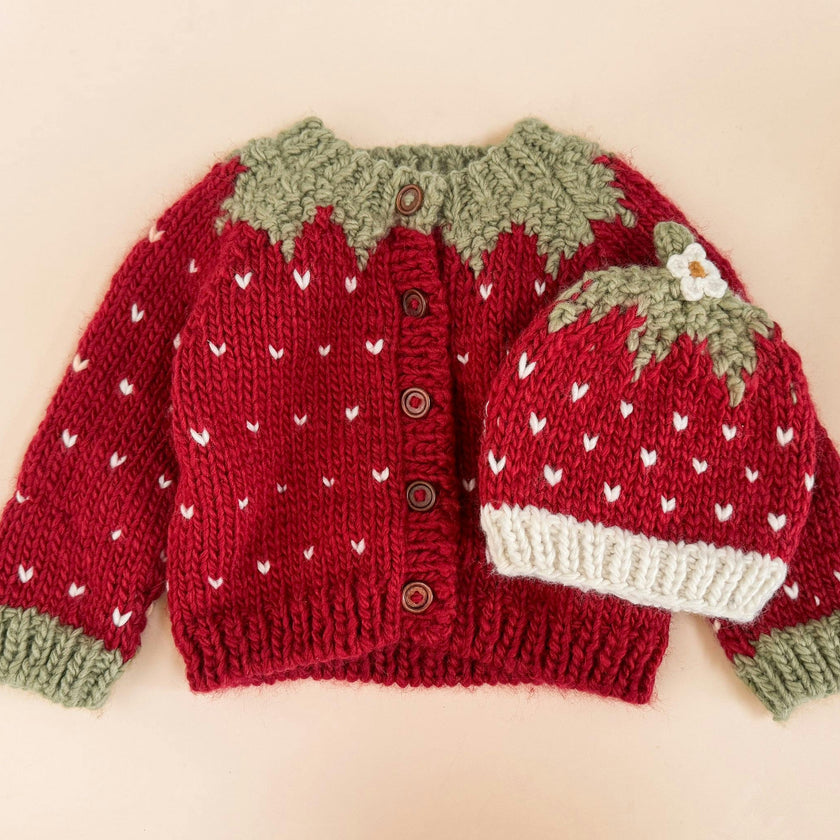 Strawberry Hat, Red and Cream