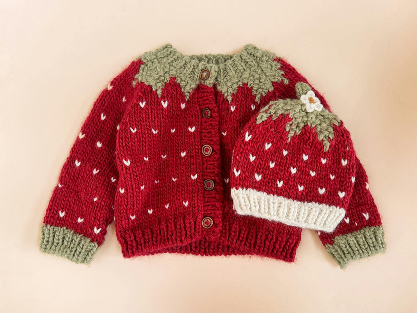 Strawberry Hat, Red and Cream