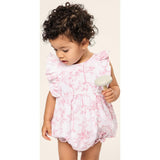 Baby's Twill Ruffled Romper in Pink Timeless Toile