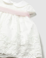 White Baby Dress With Embroidered Skirt