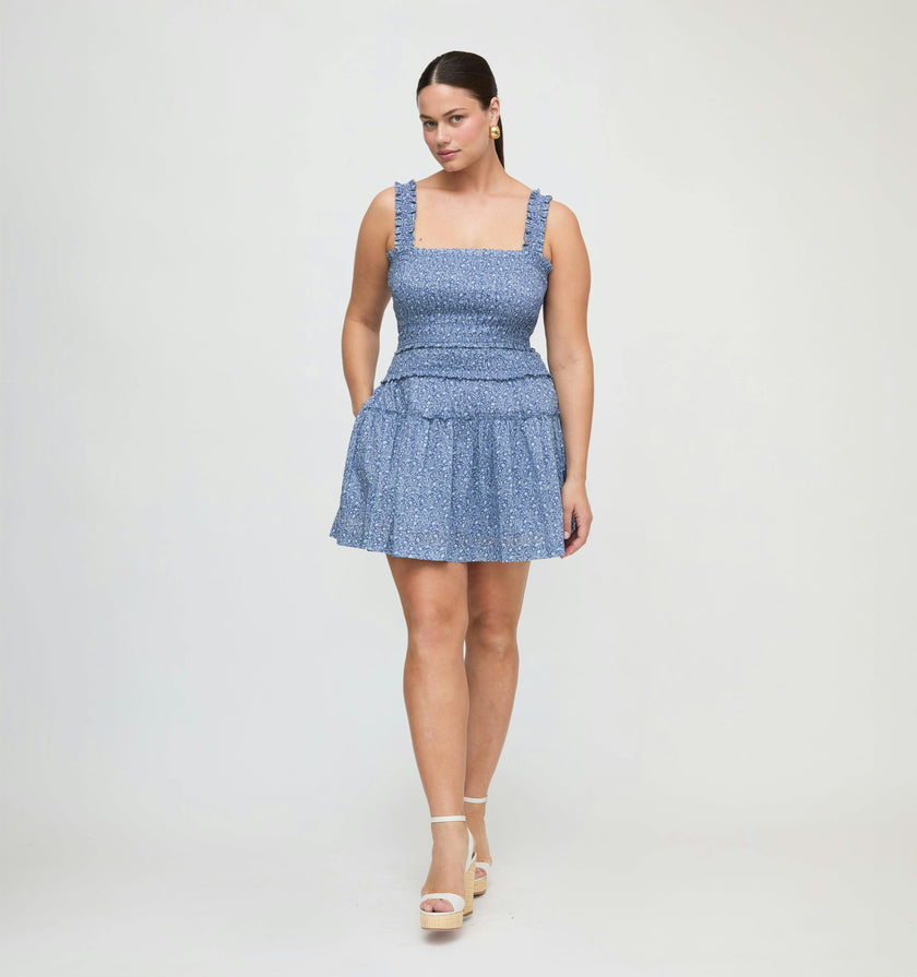 The Azalea Mini Nap Dress - Cornflower Ditsy Thistle