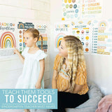 16-Piece Laminated Boho Rainbow Prek & Kindergarten Posters