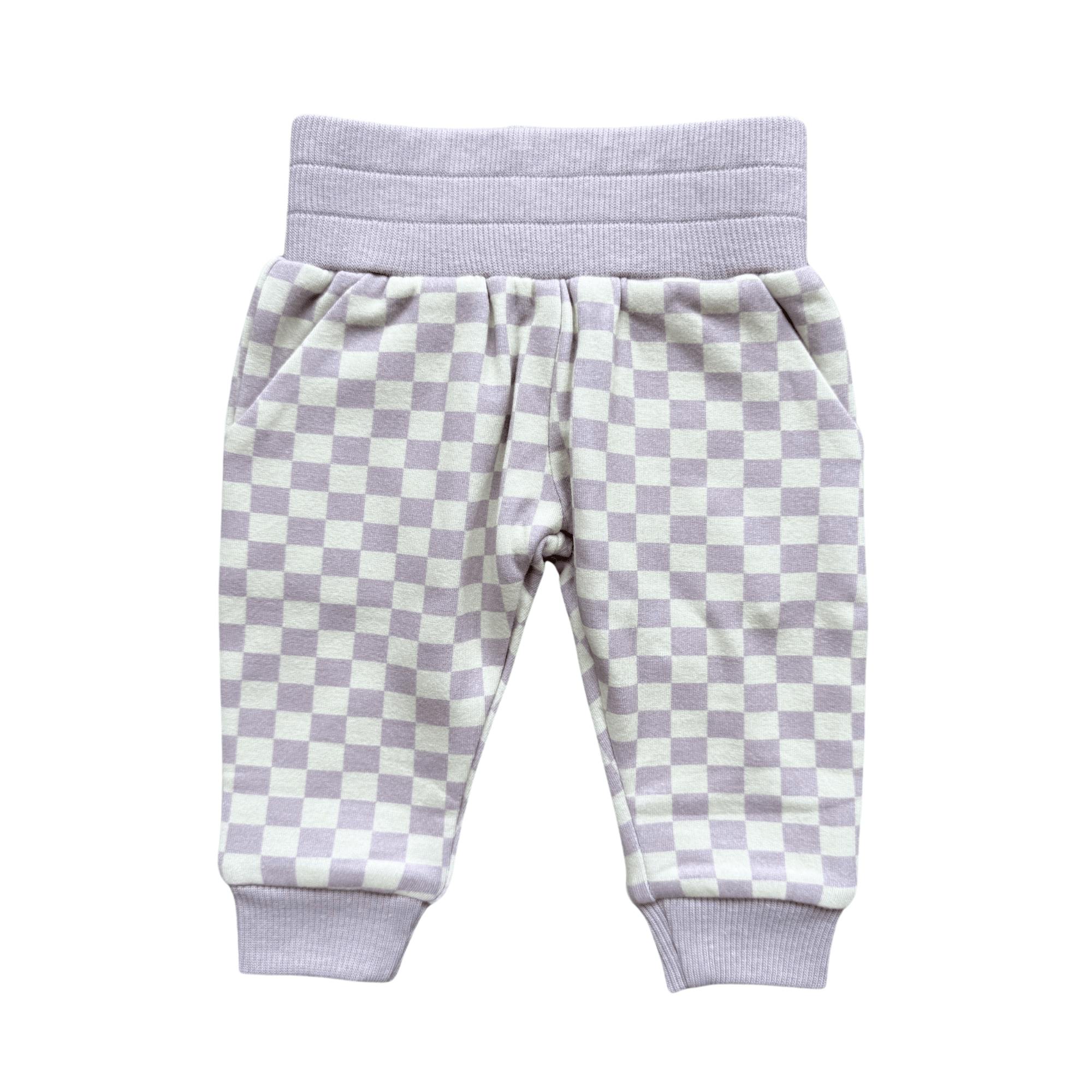 Fleece Sweatpants Lavender Cloud Checkered