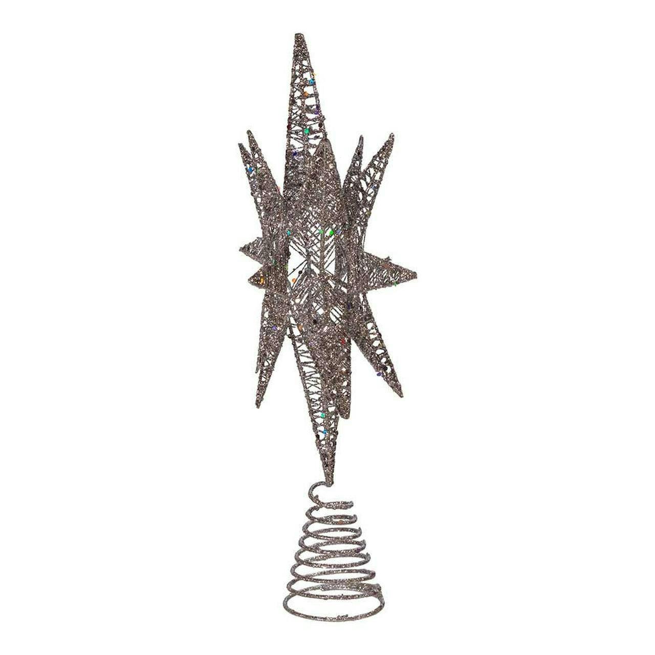 Kurt Adler 15.5-Inch Silver Glitter Wire 3D Star Treetop
