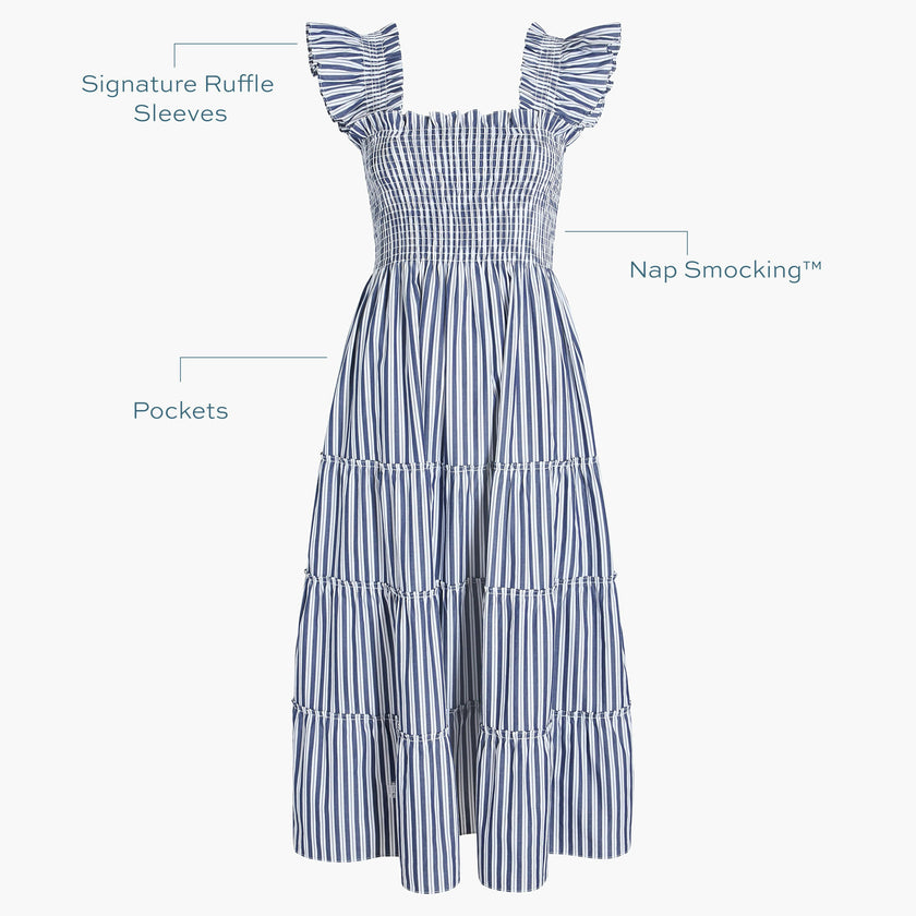 The Ellie Nap Dress - Navy Stripe