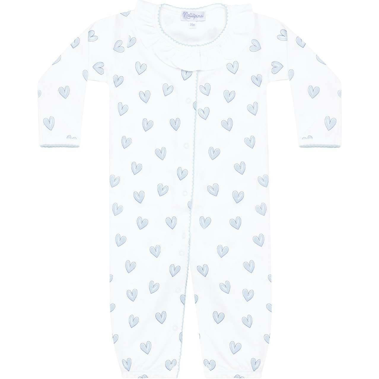 Blue Heart Print Converter Gown