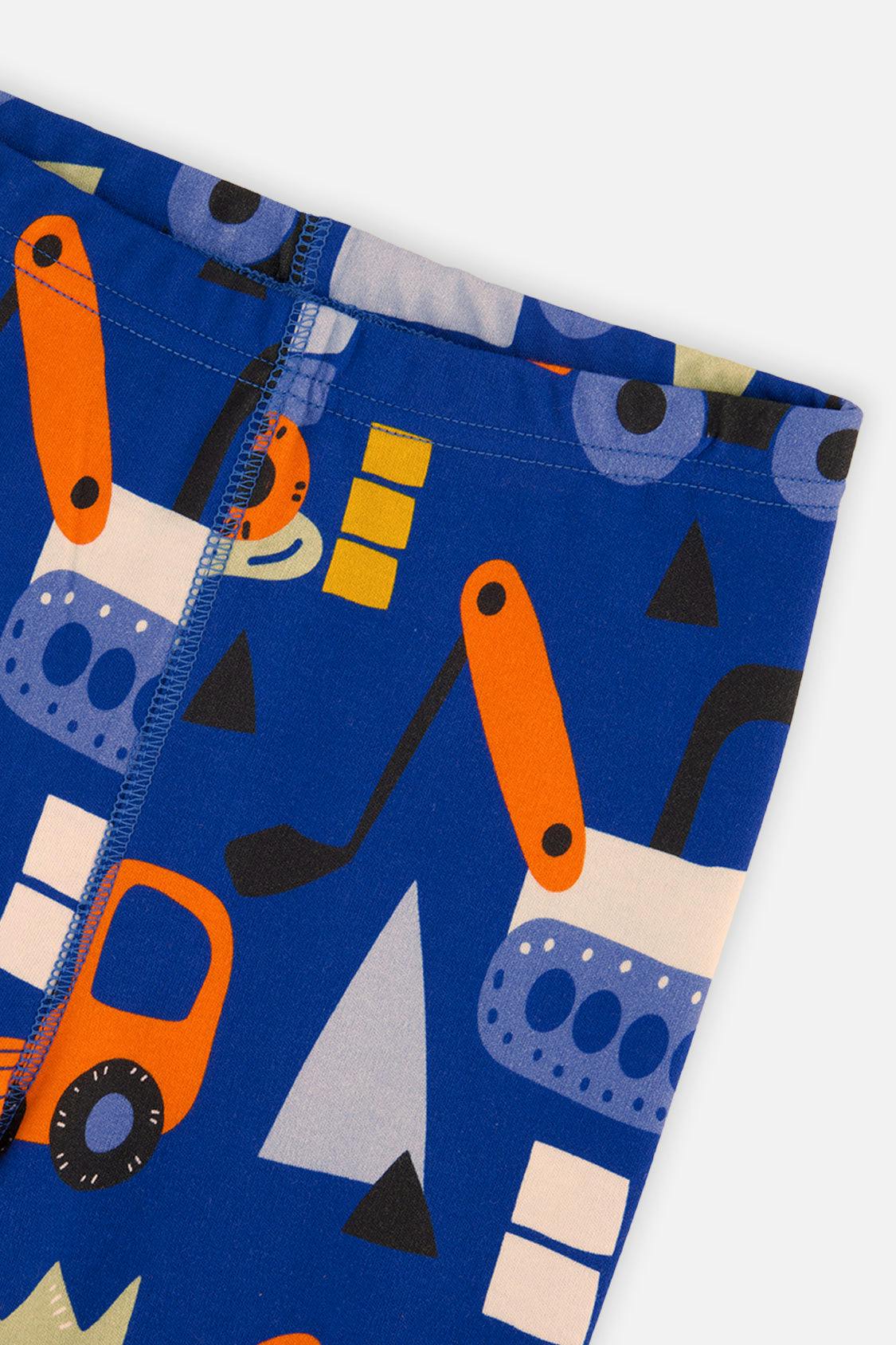 Organic Cotton Two Piece Pajama Set Blue Truck Print