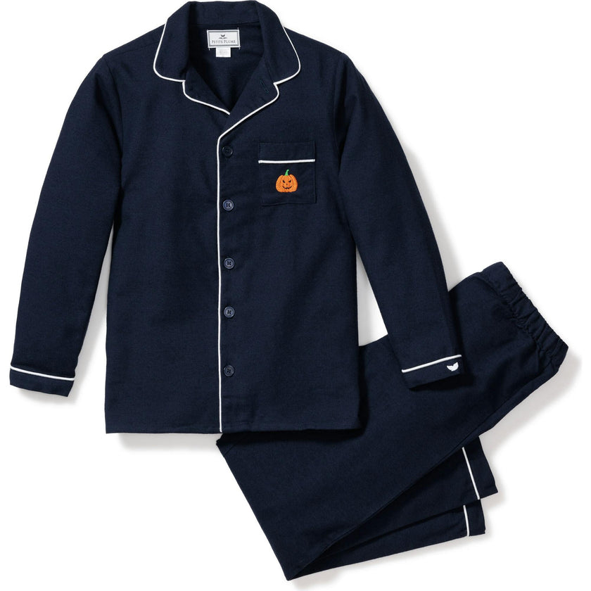 Kid's Flannel Pajama Set in Navy