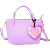 Faux Leather Tote Shoulder Strap Handbag With Sequins Happy Face Charm