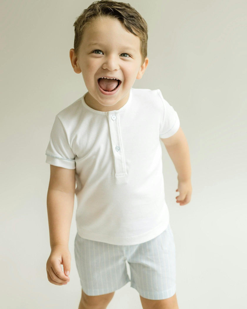 Linen Shorts - Lt.Blue Striped