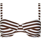women's cocoa stripe cup bikini top