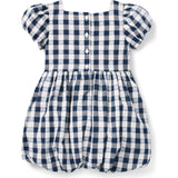 Gingham Bubble Skirt Dress, Navy Blue