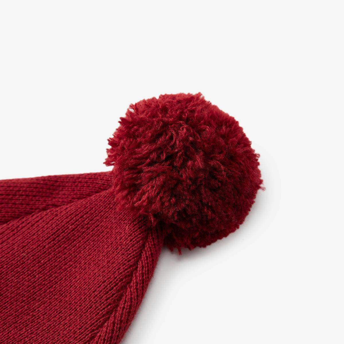 Red Knit Long Stocking Cap