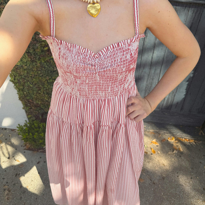 The Rebecca Nap Dress - Red Ticking Stripe