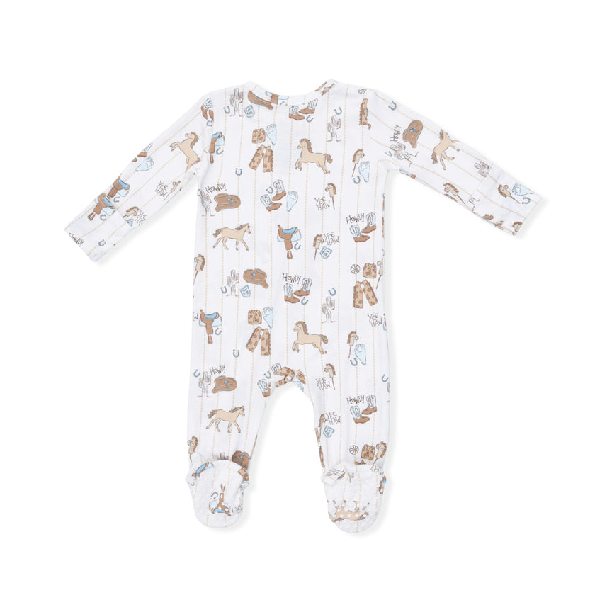 Cowboy Nursery -  2 Way Zipper Footie, Bandana Bib, & Swaddle Blanket Set