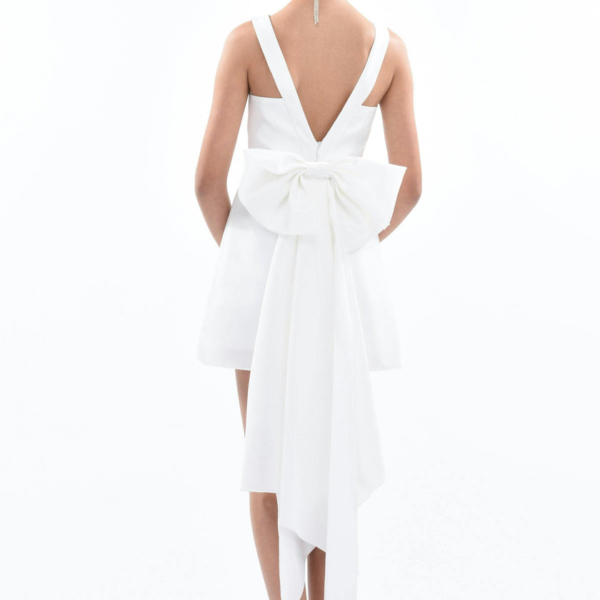 White Isabel Back Bow Dress