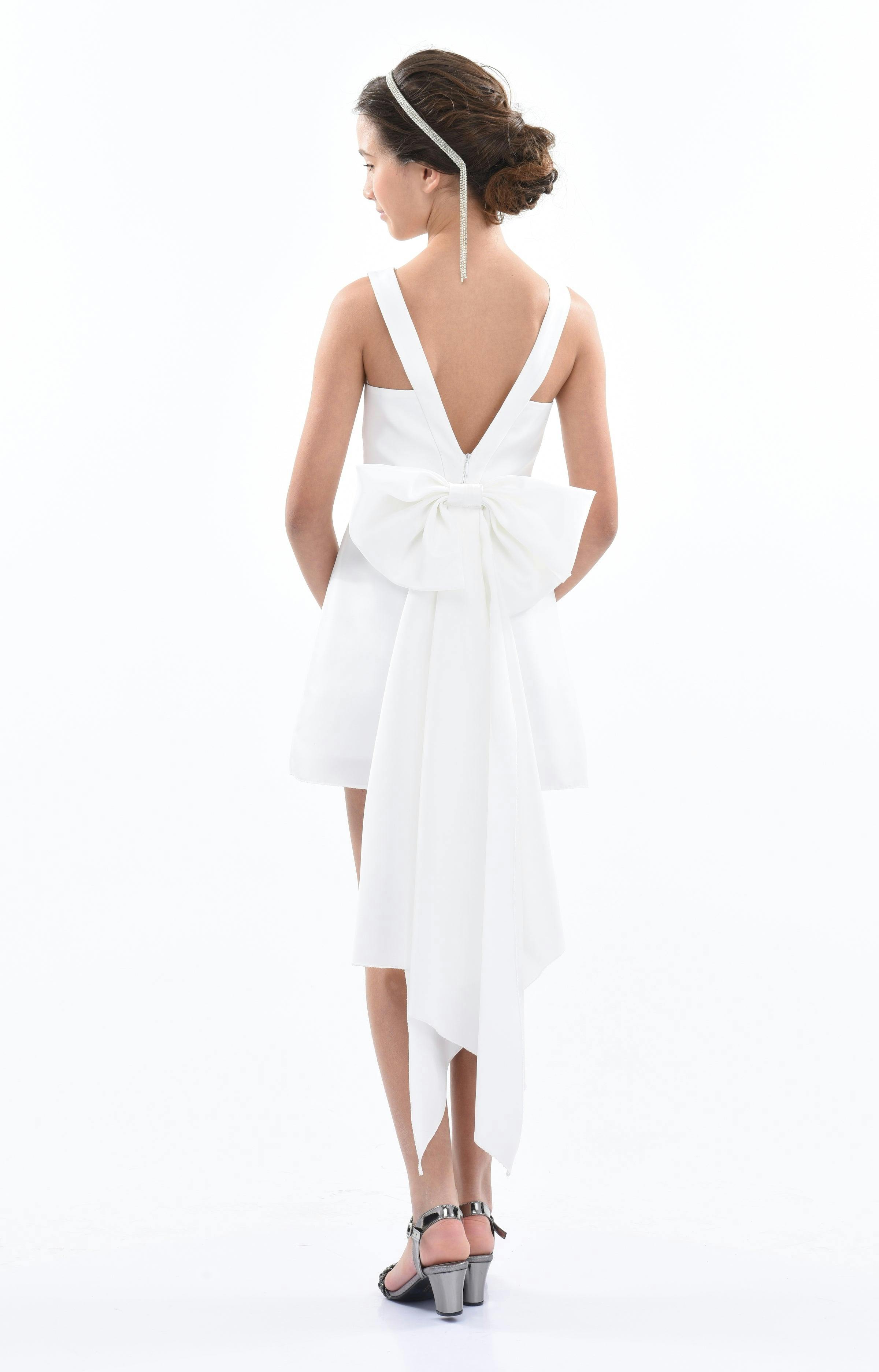 White Isabel Back Bow Dress
