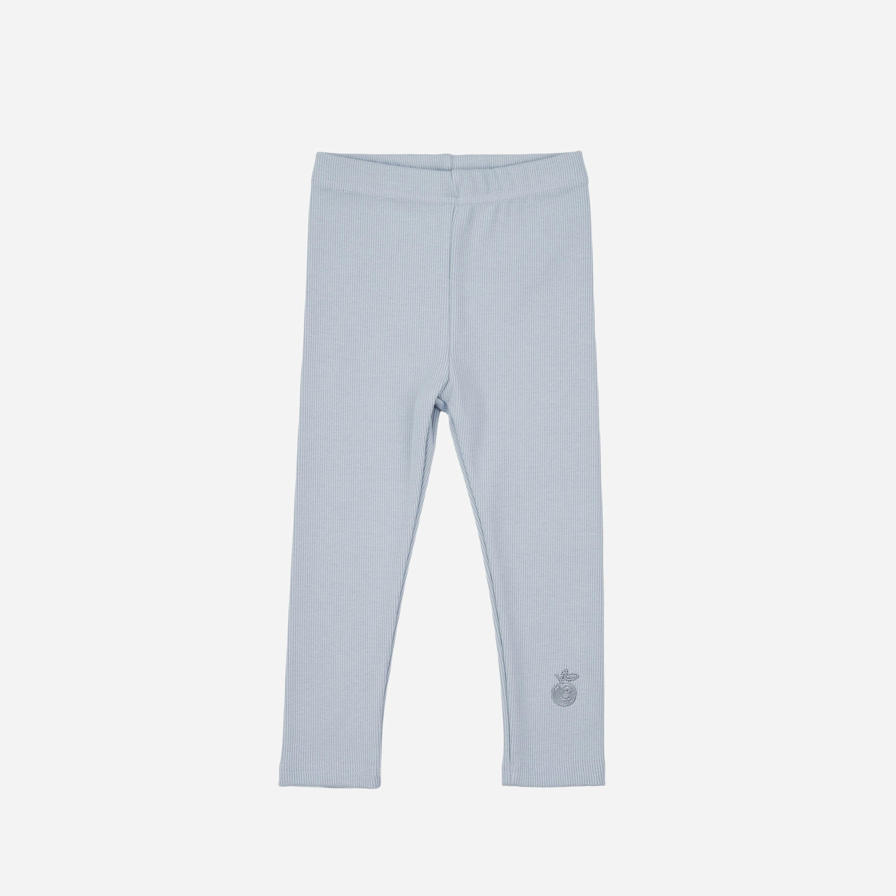 Embroidered Cotton Leggings Blue