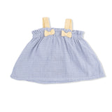 Micro Gingham Blue Blizzard - Top with Bows and Ruffle Leg Bloomer
