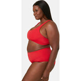 The High Waist Bikini Bottom - Eco Nylon - Cherry Red