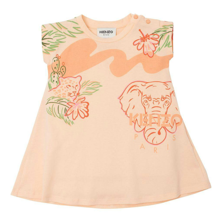 Peach Pink Animal Graphic Dress