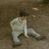 Organic Tee & Foldover Pants Set - Olive Stripes