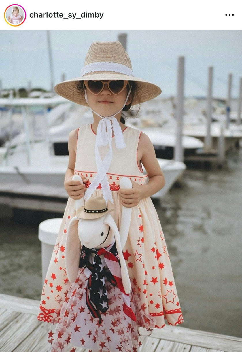 Petunia Girl's Sun Hat - Yellow Long Grosgrain Ribbon
