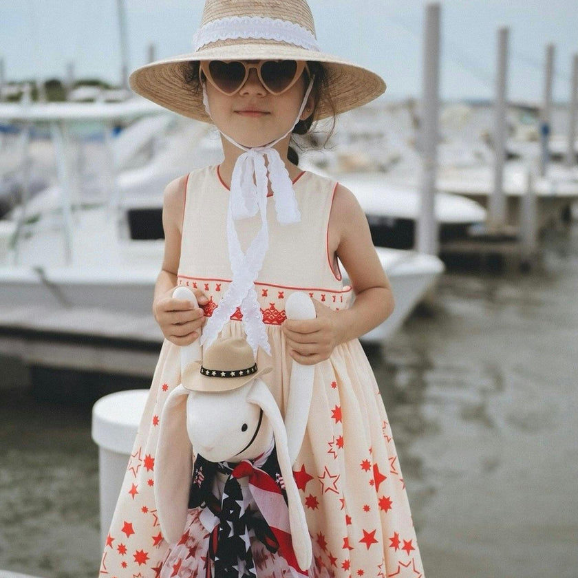 Petunia Girl's Sun Hat - Yellow Grosgrain Long Ribbon