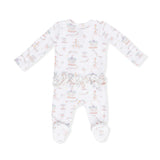 Carousel with Bows - 2 Way Ruffle Back Zipper Footie