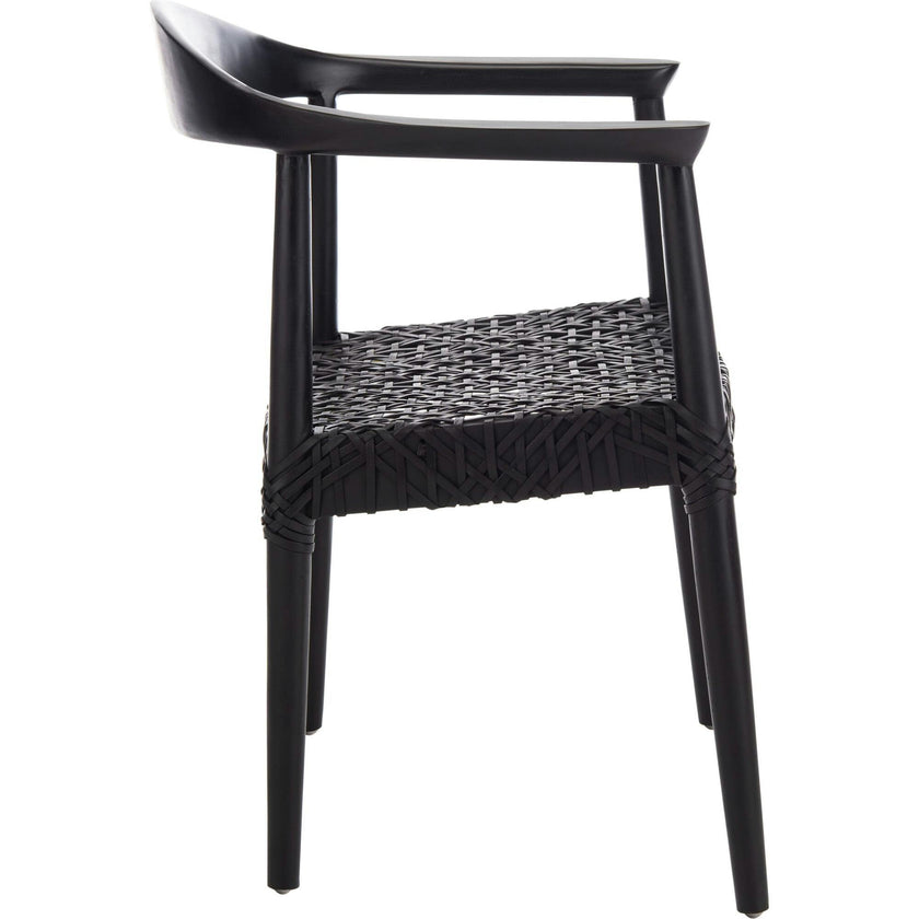 Juneau Leather Woven Accent Chair