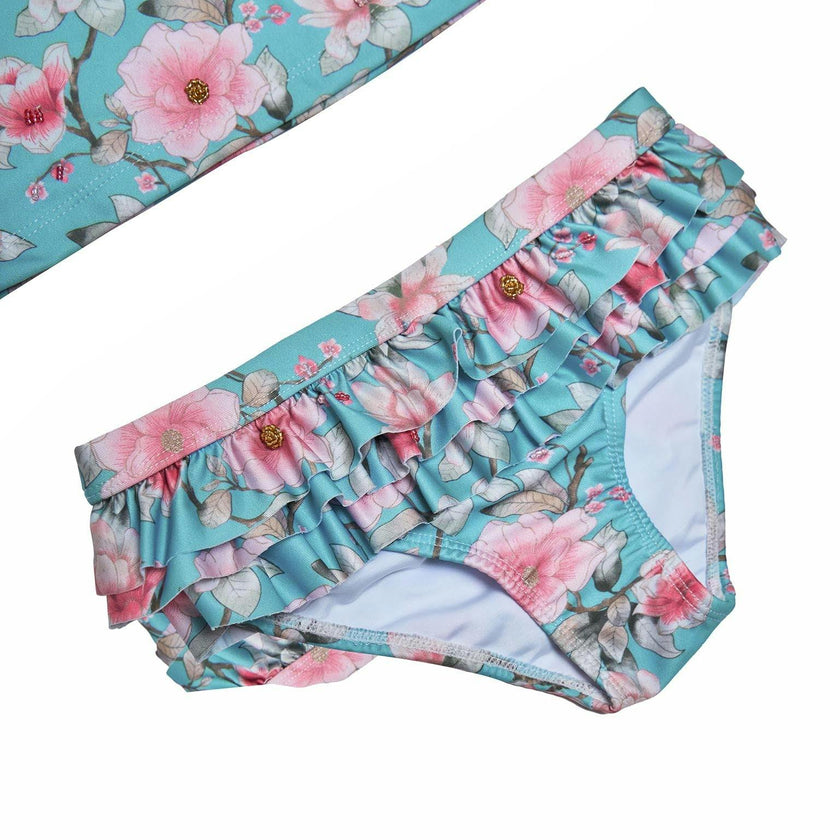 Girls 2-Piece Rashie Set – Long Sleeve & Frill Bottoms (Meadowlight)
