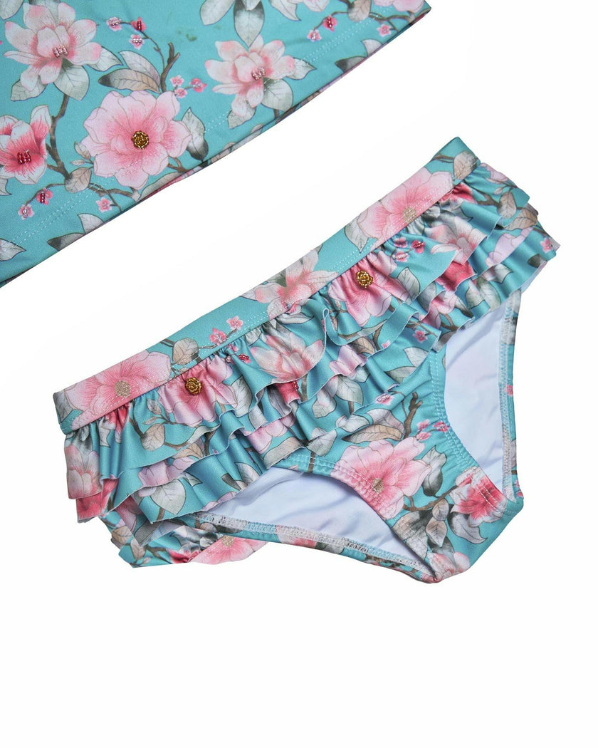 Girls 2-Piece Rashie Set – Long Sleeve & Frill Bottoms (Meadowlight)
