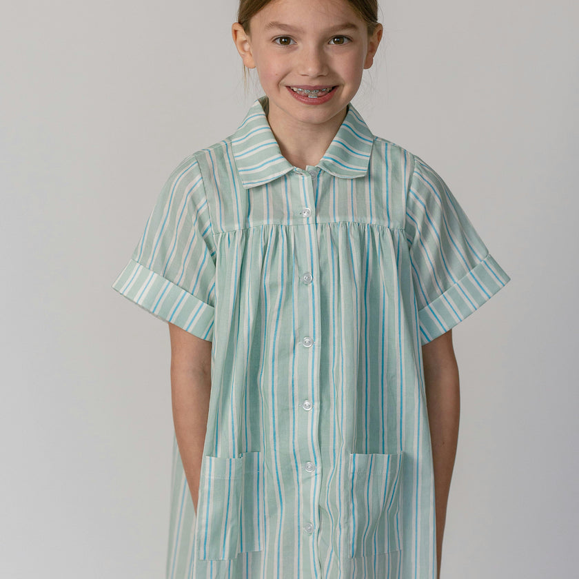 Girls Coverup in Stripe in Blue Jay