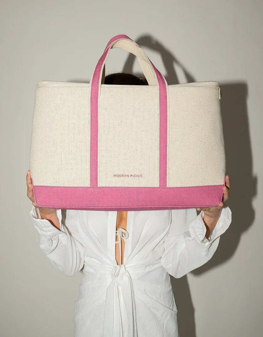 Insulated Soft-Shell Cooler Tote, Pink Canvas