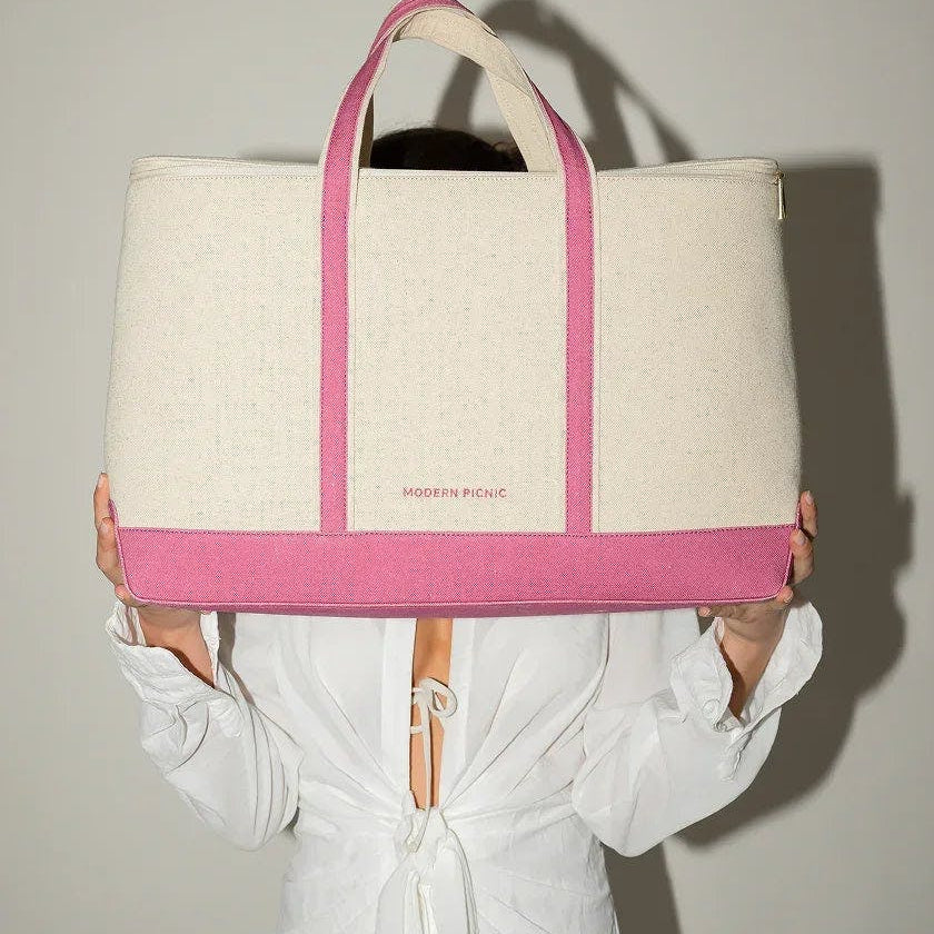 Insulated Soft-Shell Cooler Tote, Pink Canvas