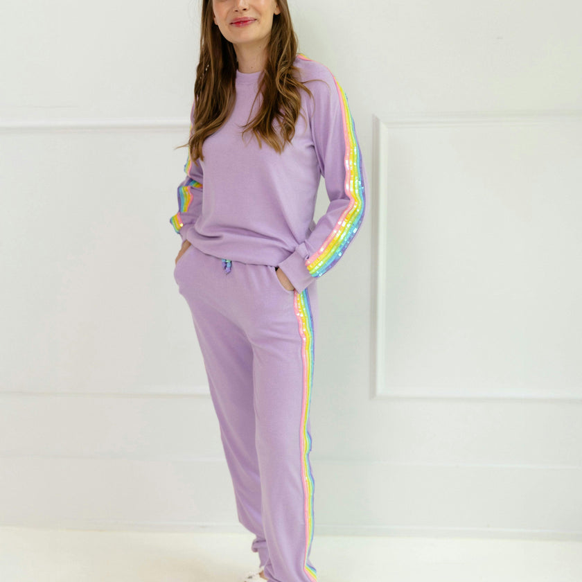Women's Lavender Rainbow Sequin Set