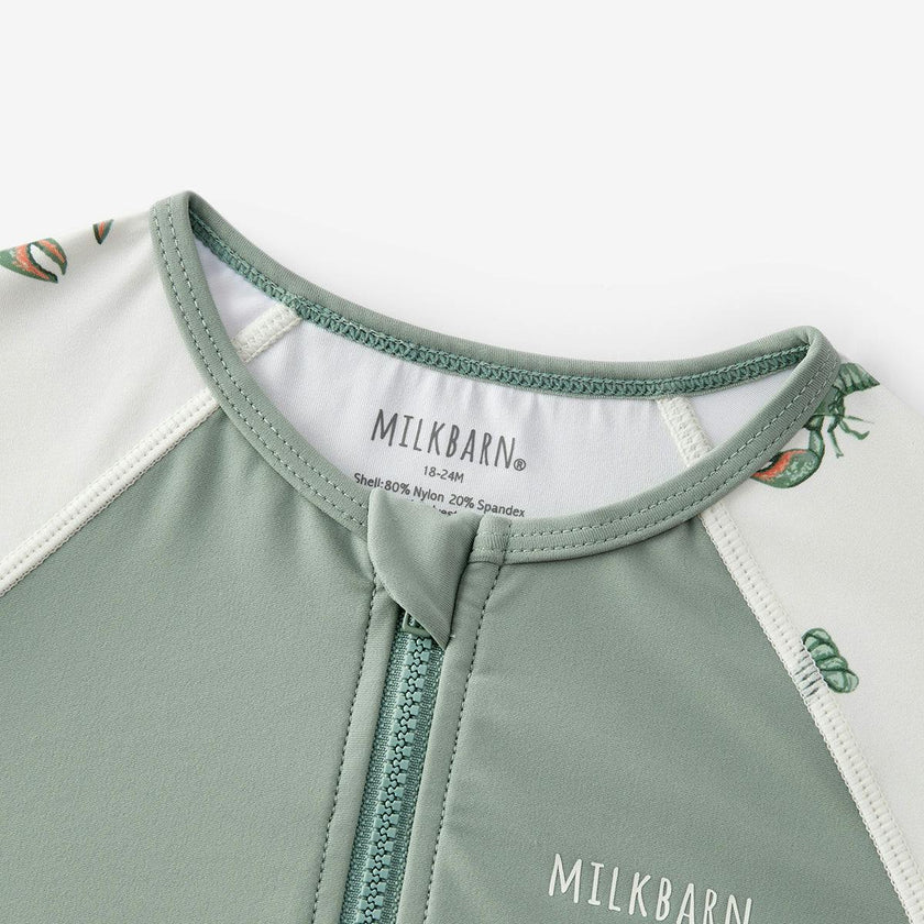Mint Lobster Zipper Top & Swim Trunks