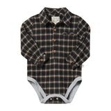 JASPER Black/Leon/Brown Washed plaid Woven Onesie