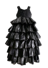 Black Ruffle Tiered Gala Dress