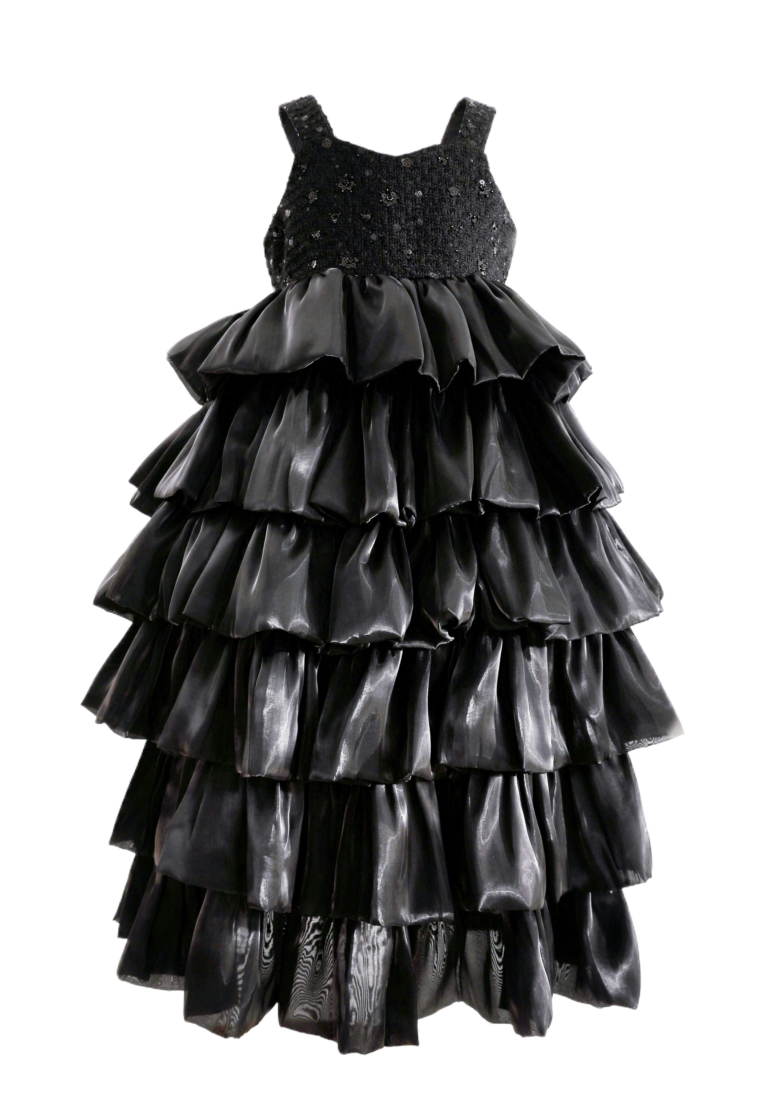Black Ruffle Tiered Gala Dress