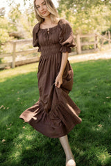 Maleah Dress in Warm Cocoa