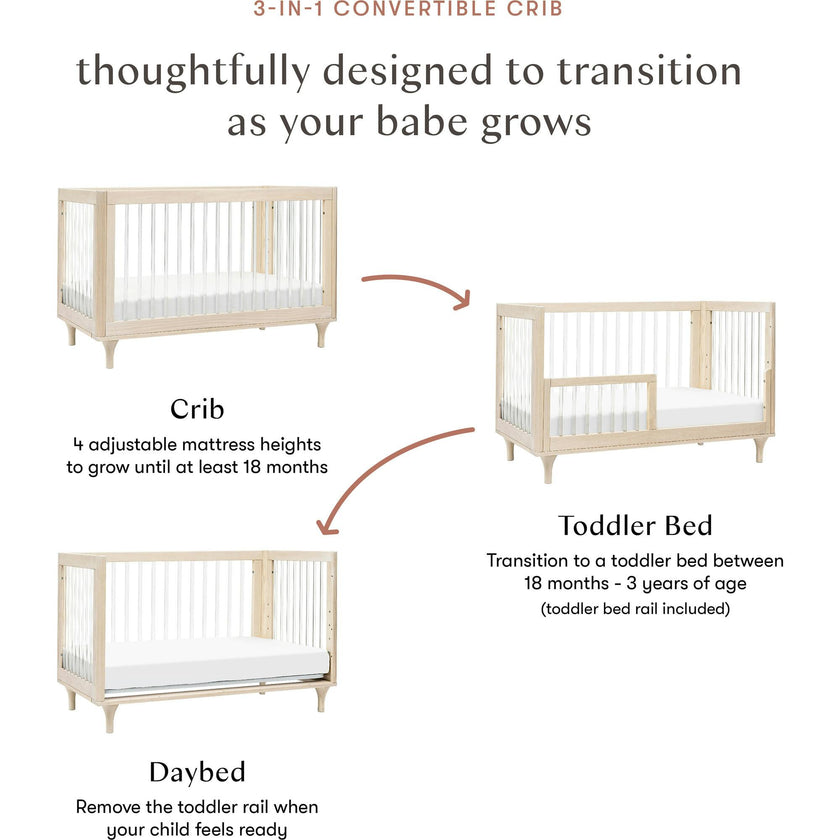 Lolly 3-In-1 Convertible Crib With Toddler Bed Conversion Kit