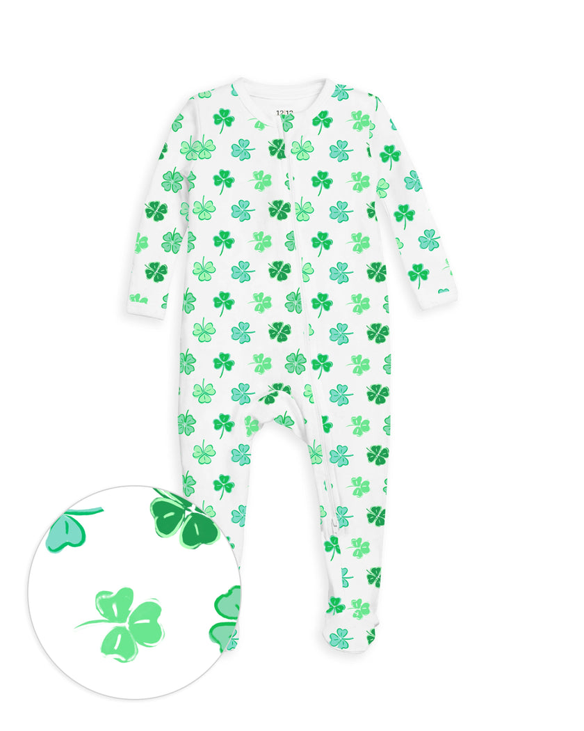 The Organic Zipper Footie [Shamrocks]