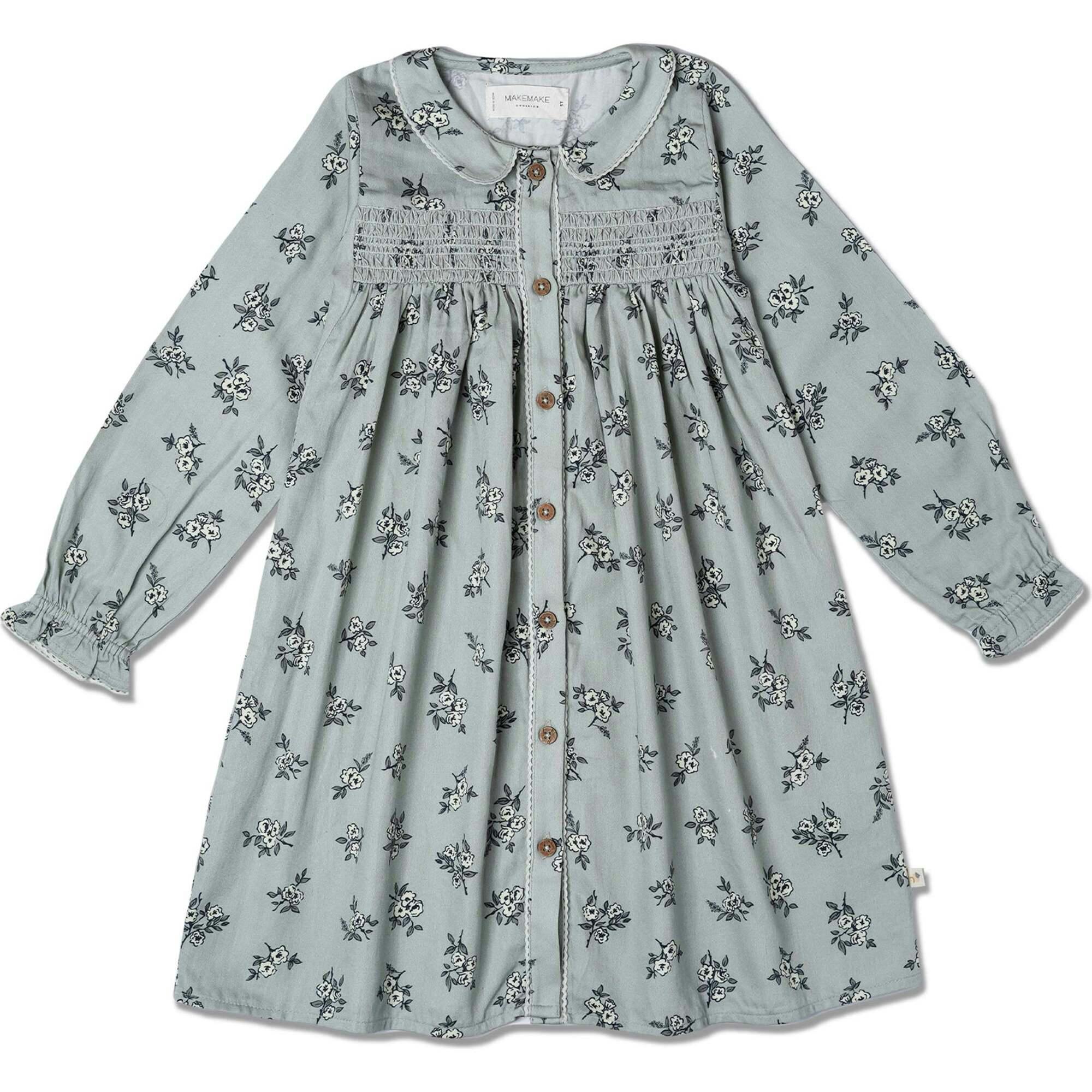 Organic Smocked Button Dress