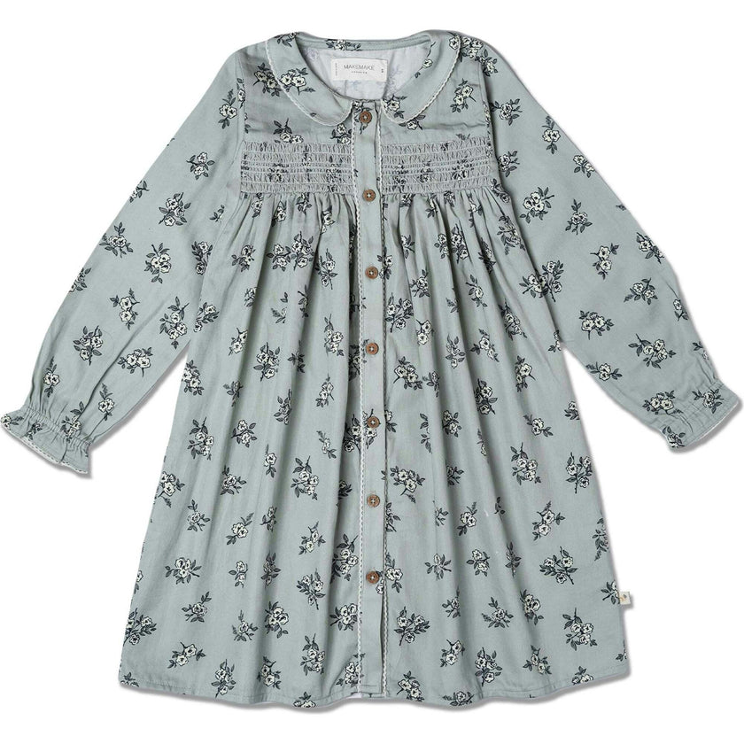 Organic Smocked Button Dress