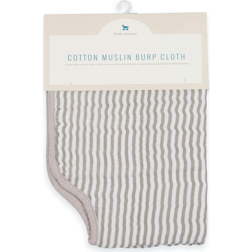 Cotton Muslin Burp Cloth - Grey Stripe