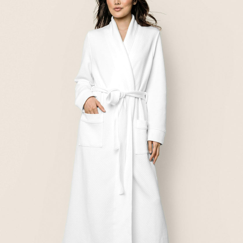 Women's Pima Jacquard Ophelia Robe in White